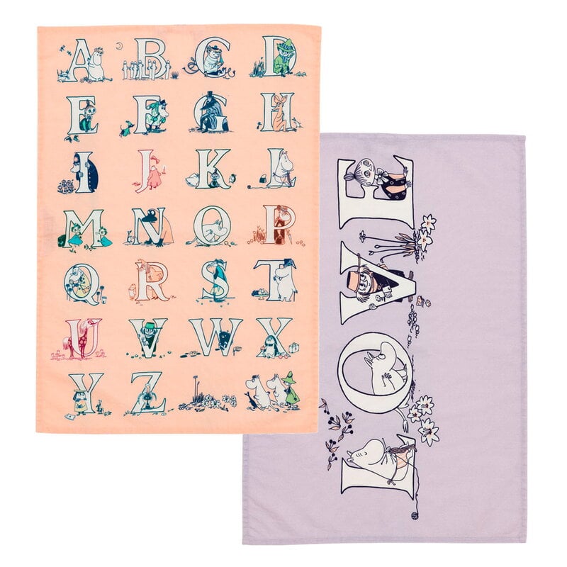 Moomin Arabia Moomin kitchen towel set, 50 x 70 cm, Alphabets, view 1
