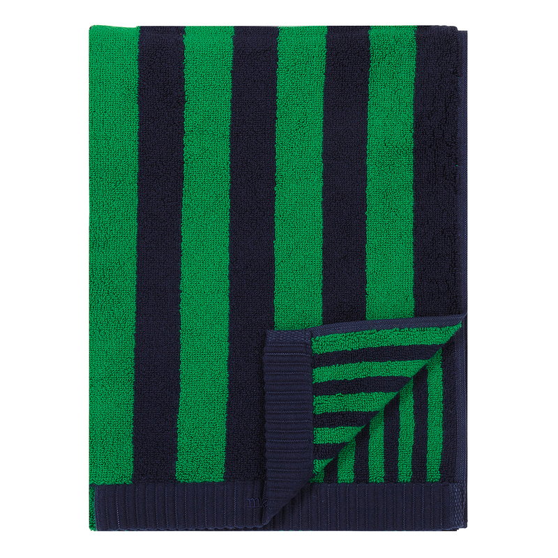 Marimekko Kaksi Raitaa hand towel, dark blue - green | Finnish Design Shop