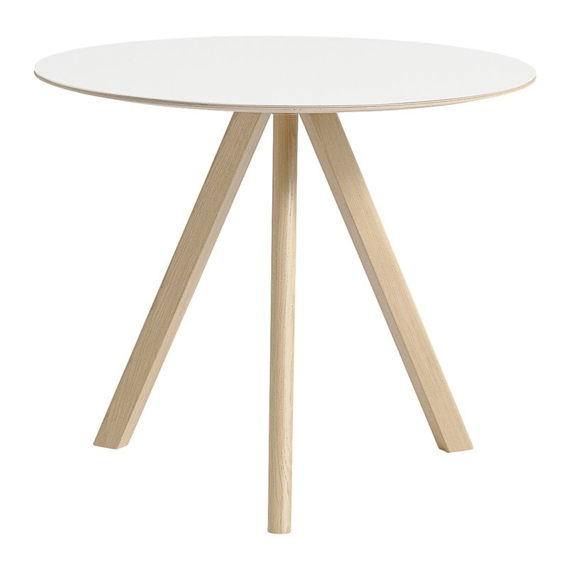Hay Cph20 Round Table 90 Cm Lacquered, White Laminate Round Dining Table