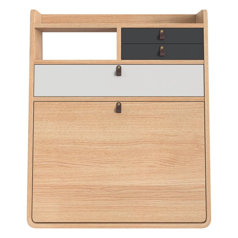 Hartô Gaston wall desk, 60 cm, oak - light grey - slate grey, vue 1