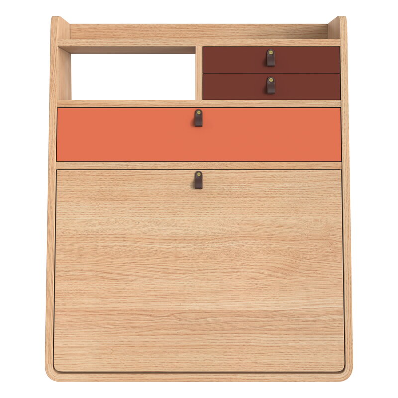 Hartô Gaston wall desk, 60 cm, oak - spiced coral - burgundy, view 1