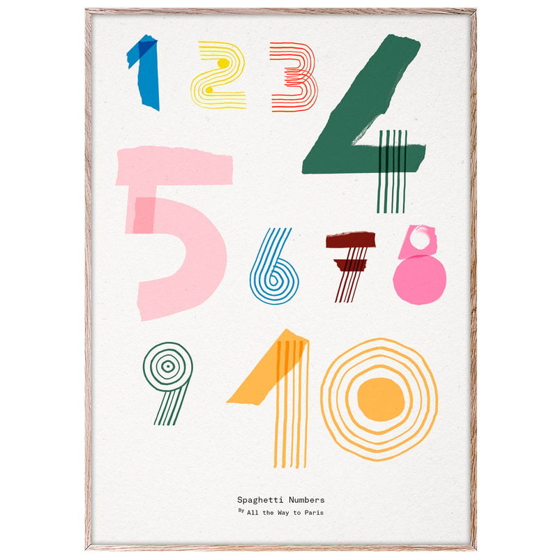 kousen Hechting stimuleren Spaghetti Numbers poster, 50 x 70 cm, multicolour | Finnish Design Shop