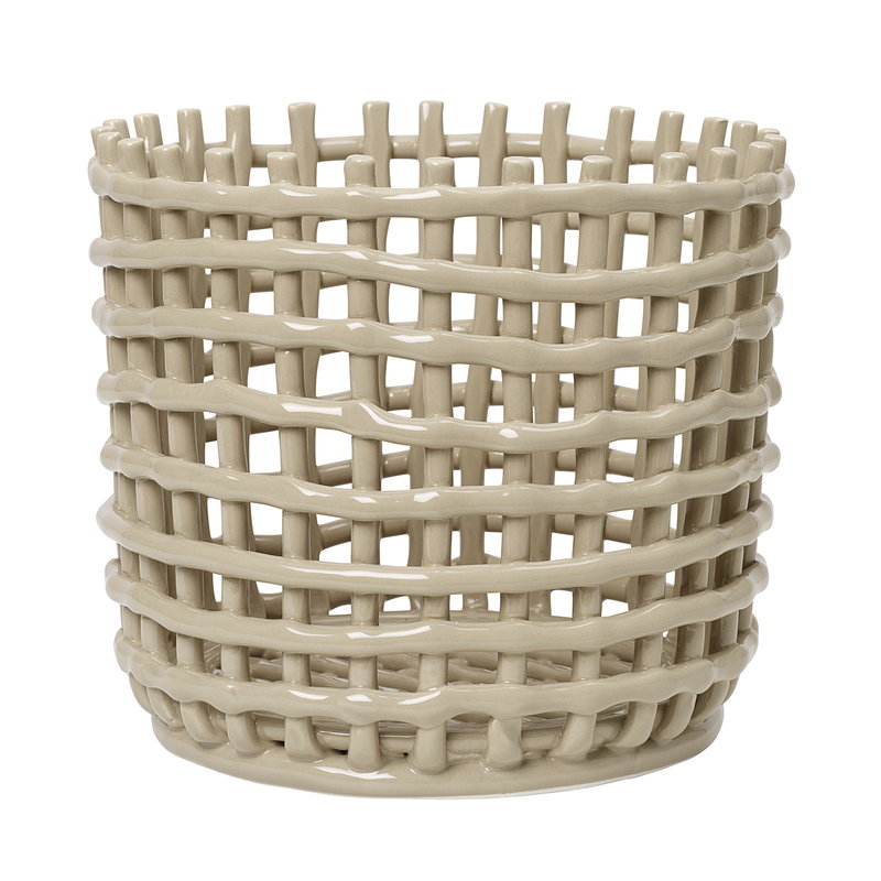 Slagschip elkaar Achterhouden Ceramic basket, large, cashmere | Finnish Design Shop