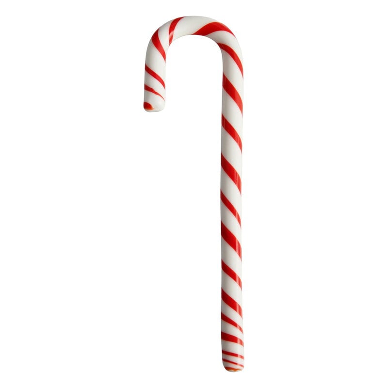 Kosta Boda Polka candy cane glass ornament, 170 mm, white - red, product image