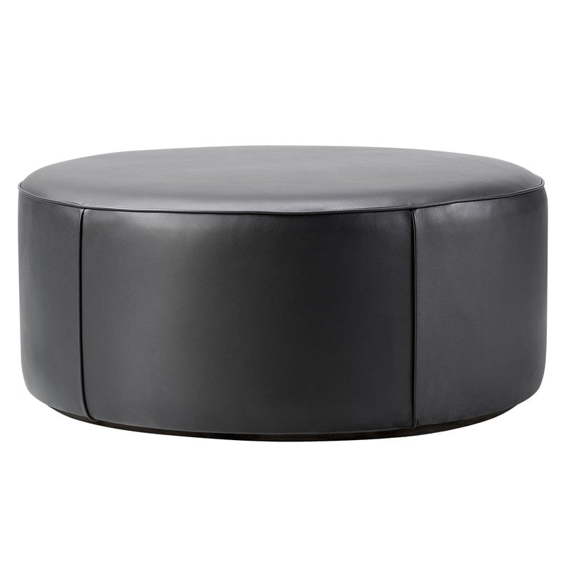 Fredericia Mono Pouf 90 Cm Black, Round Black Leather Ottoman Coffee Table