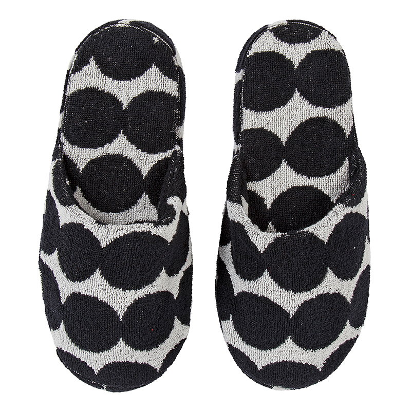 black and white slippers
