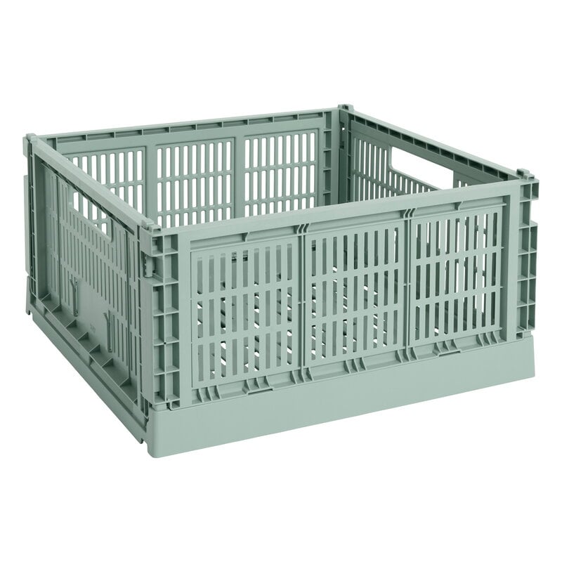 その他 HAY COLOUR CRATE L HAY Colour Crate, L Square, recycled plastic, sage green