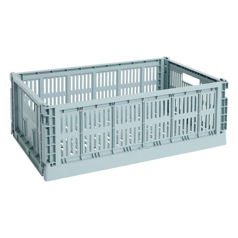 HAY Colour Crate, L, recycled plastic, dusty blue | Finnish Design