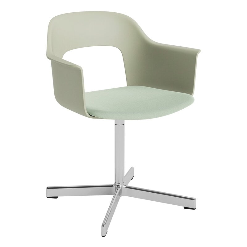 HAY Layout armchair 233, swivel, polished aluminium - pastel green ...