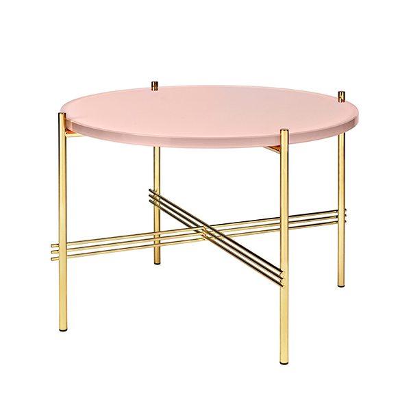 Gubi Ts Coffee Table 55 Cm Brass Pink Glass Finnish Design Shop