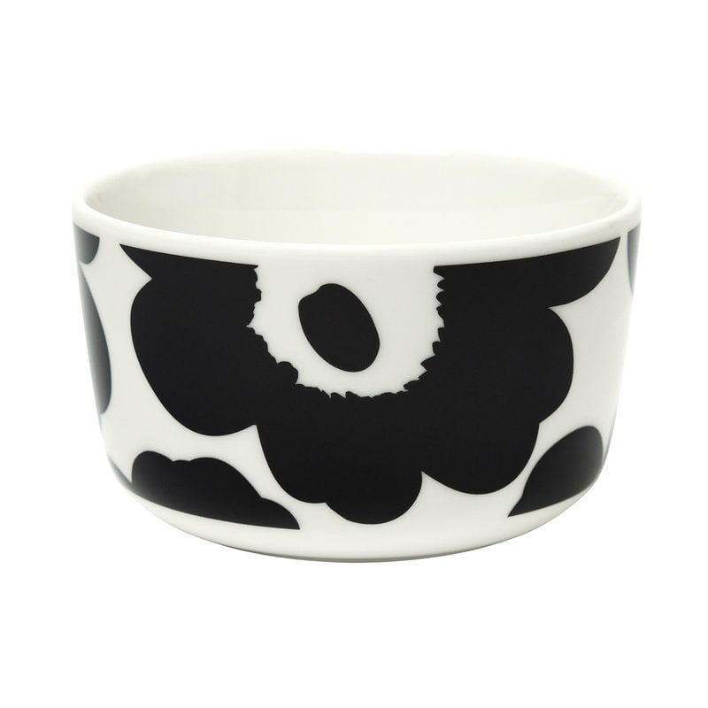 Marimekko Oiva - Unikko bowl, 2,5 dl, white - black | Finnish Design Shop