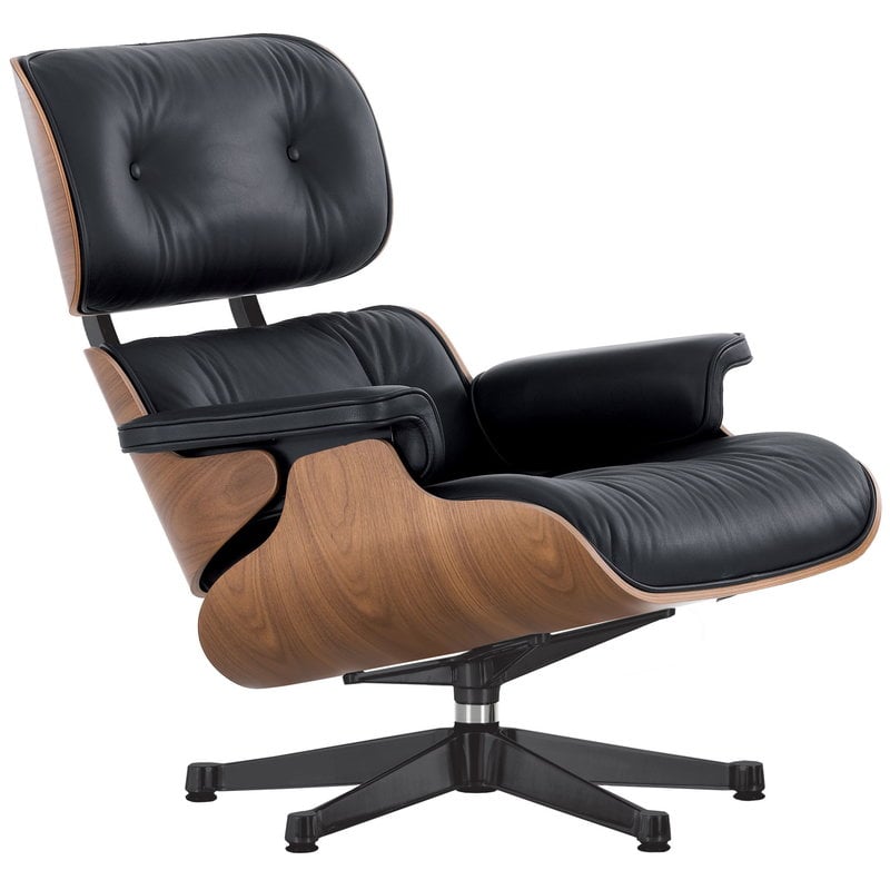 Vitra Eames Lounge Chair, classic size, walnut - black leather