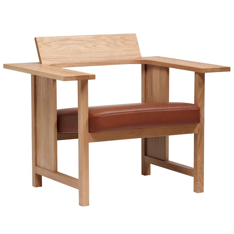 Mattiazzi Clerici Lounge Chair Oak, Light Brown Leather Chair