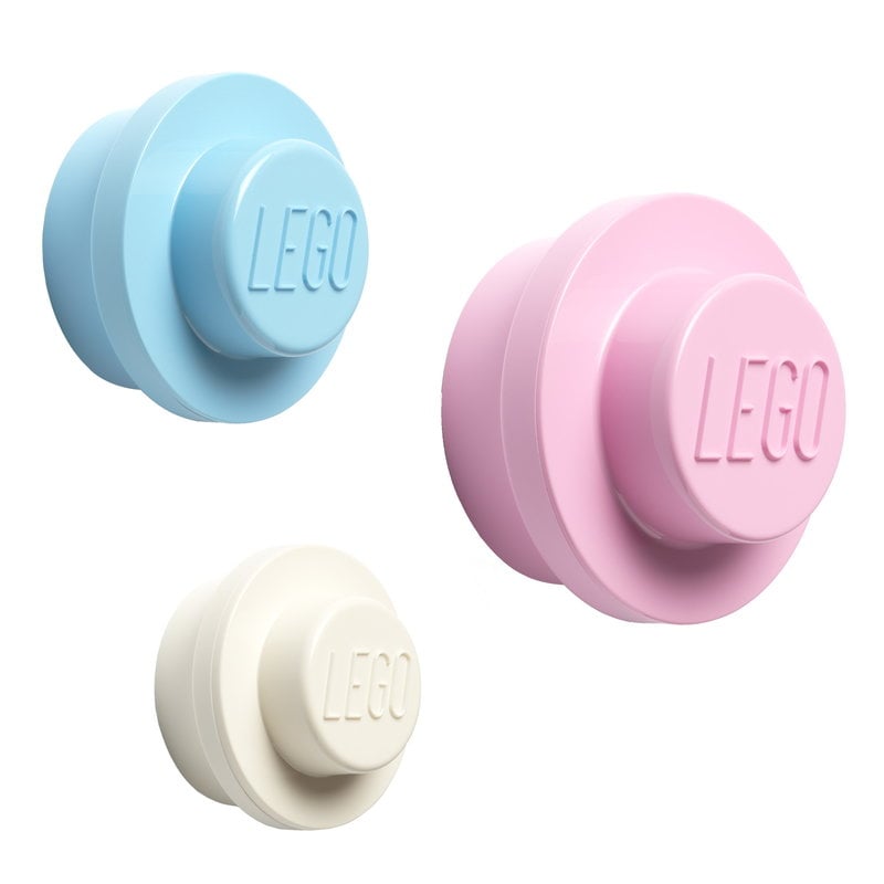 Lego Wall Hanger 3 pcs, light blue-pink-white