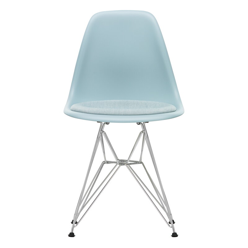 sociaal Draad Arabisch Vitra Eames DSR chair, ice grey - chrome - ice blue/ivory cushion | Finnish  Design Shop