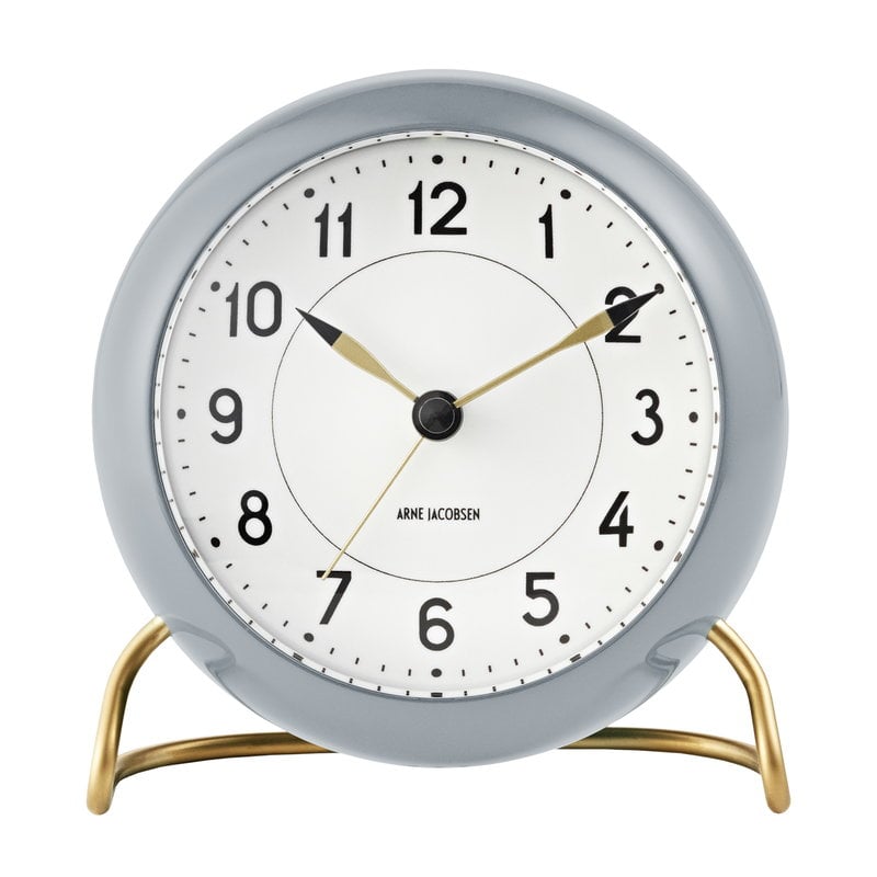 Arne Jacobsen AJ Station table clock with alarm, grey | Finnish