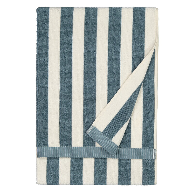 Marimekko Nimikko bath towel, blue grey - off white | Finnish Design Shop