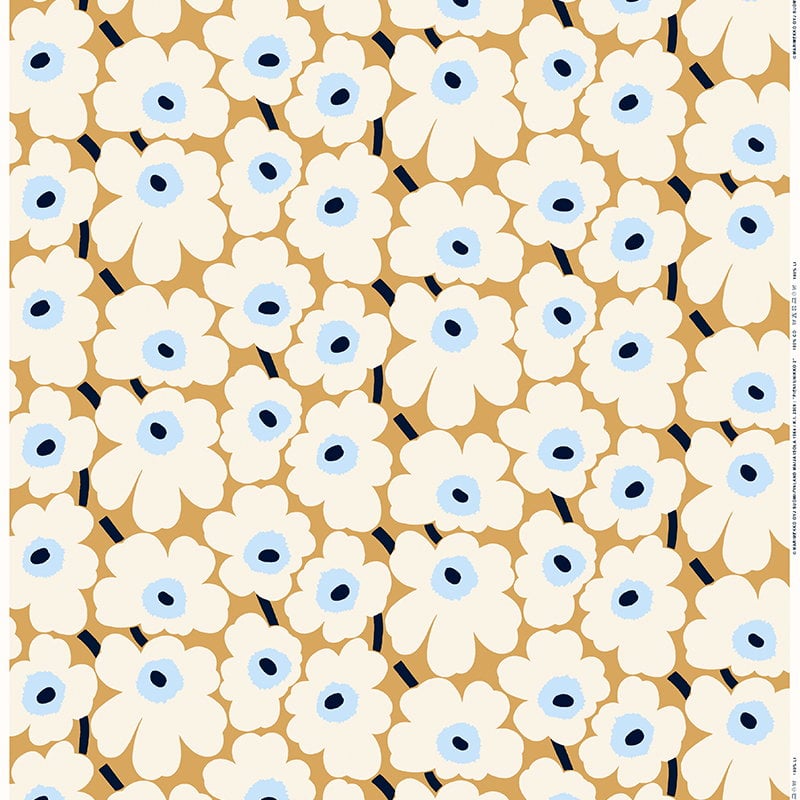 Marimekko Pieni Unikko Fabric Beige Off White Blue Finnish Design Shop