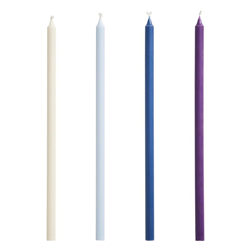 Slim candle, 4 pcs, purple - blue