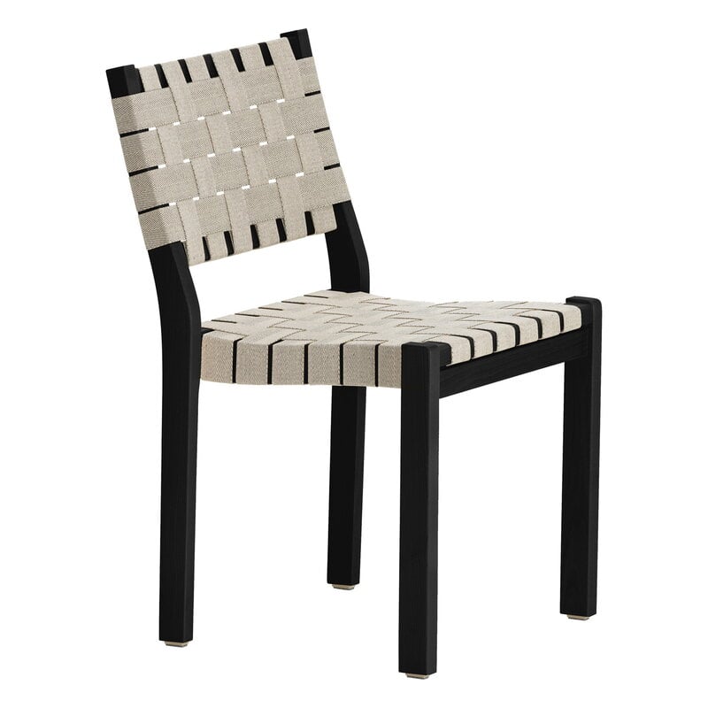 Artek Aalto Chair 611 Black Natural, Webbing For Outdoor Furniture