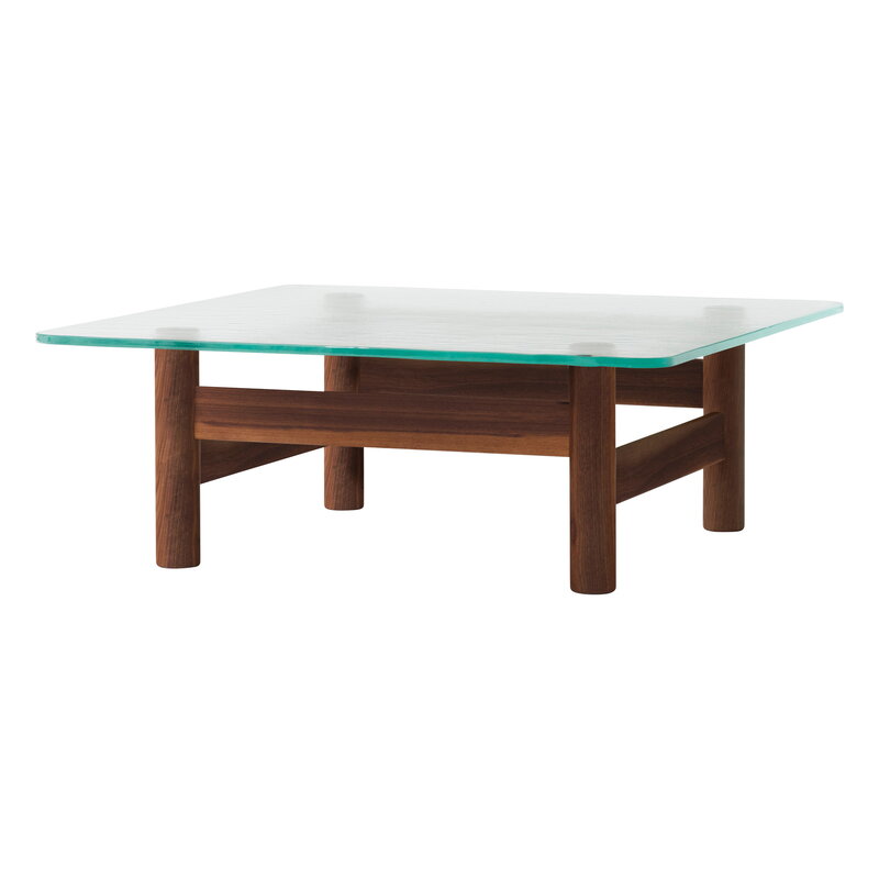 Audo Copenhagen Brasilia lounge table, walnut - clear glass, product image