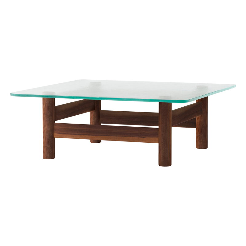 Audo Copenhagen Brasilia lounge table, walnut - clear glass, product image