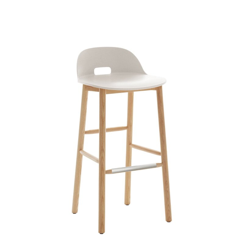 Emeco Alfi Bar Stool Low Back White, Wooden Bar Stool With Back Support
