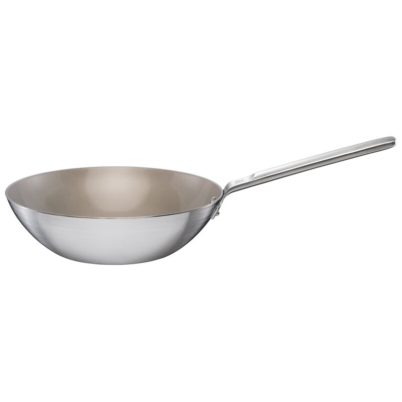 School Of Wok Wok In Acciaio Al Carbonio 36 Cm Con Manico In Bambù - Autentico Per Saltare
