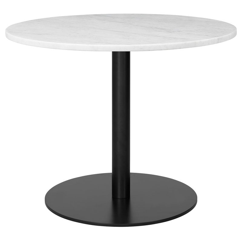 GUBI Tavolino GUBI 1.0, rotondo 80 cm, nero - marmo bianco