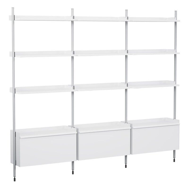 HAY Pier System 133 shelf, 3 columns, PS white - aluminium, product image