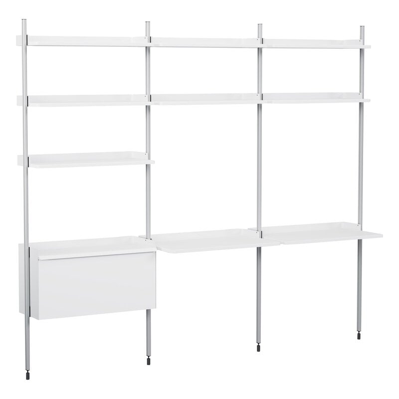 HAY Pier System 13 shelf, 3 columns, PS white - aluminium, product image