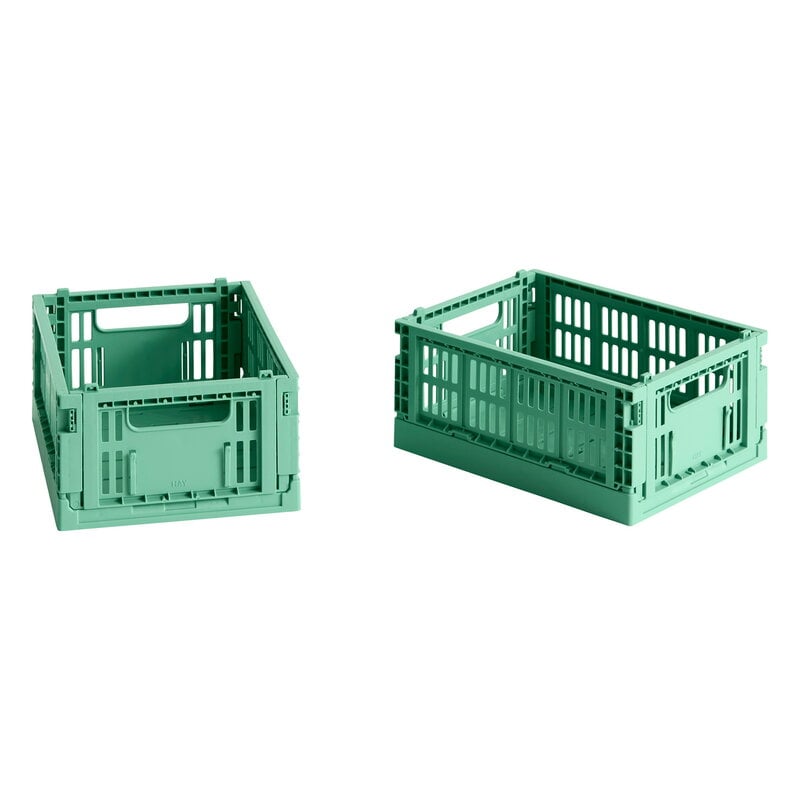 HAY Colour Crate Mini, recycled plastic, 2 pcs, dark mint, product image