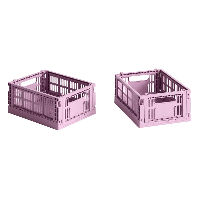 HAY Colour Crate Mini, plastique recyclé, 2 pièces, rose poudré, image produit