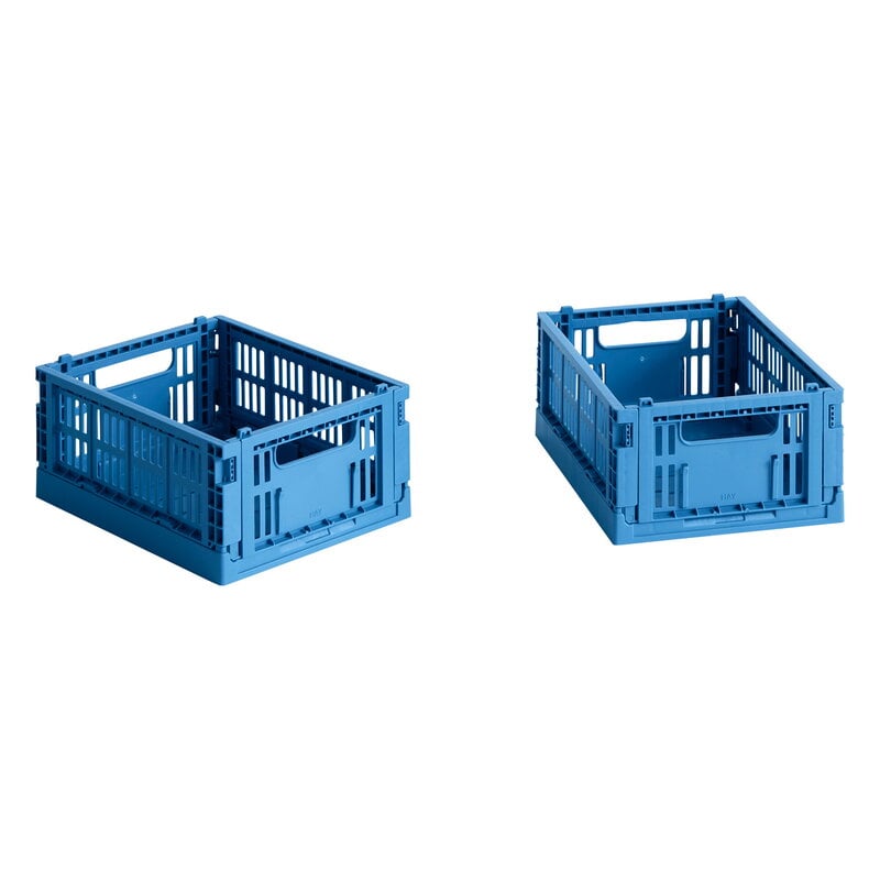 HAY Colour Crate Mini, plastique recyclé, 2 pièces, bleu électrique, image produit