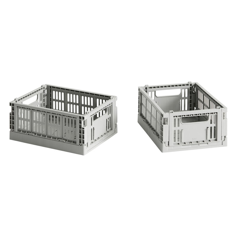 HAY Colour Crate Mini, recycled plastic, 2 pcs, light grey, product image