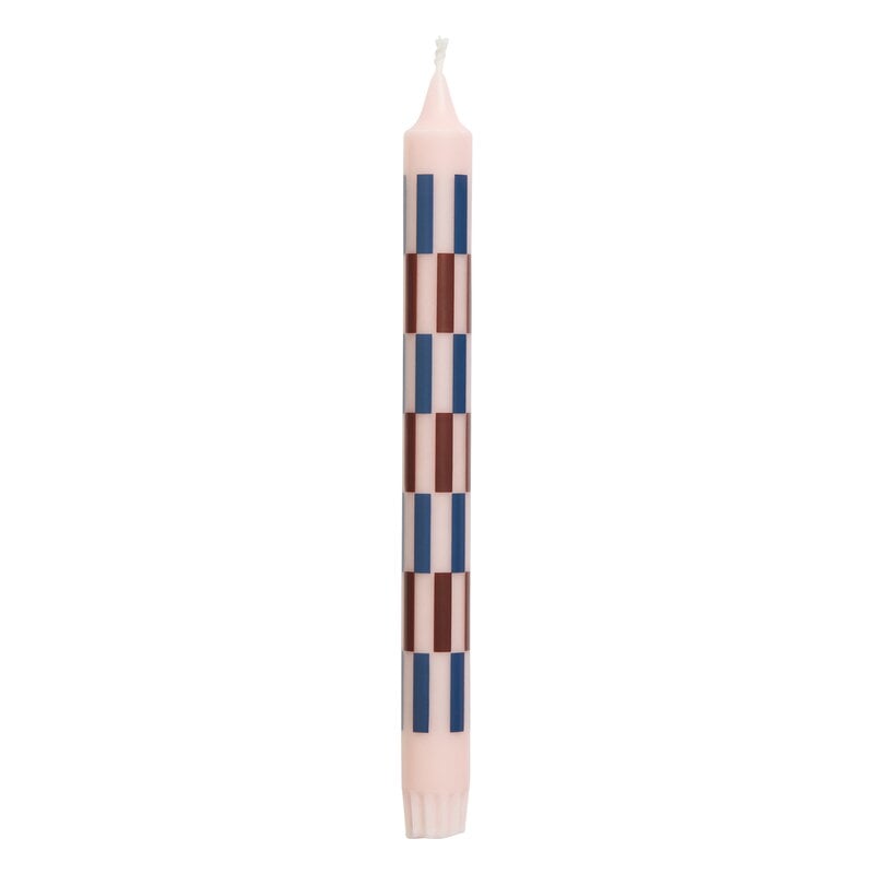 HAY Pattern candle, light pink - bordeaux - dark blue check, product image
