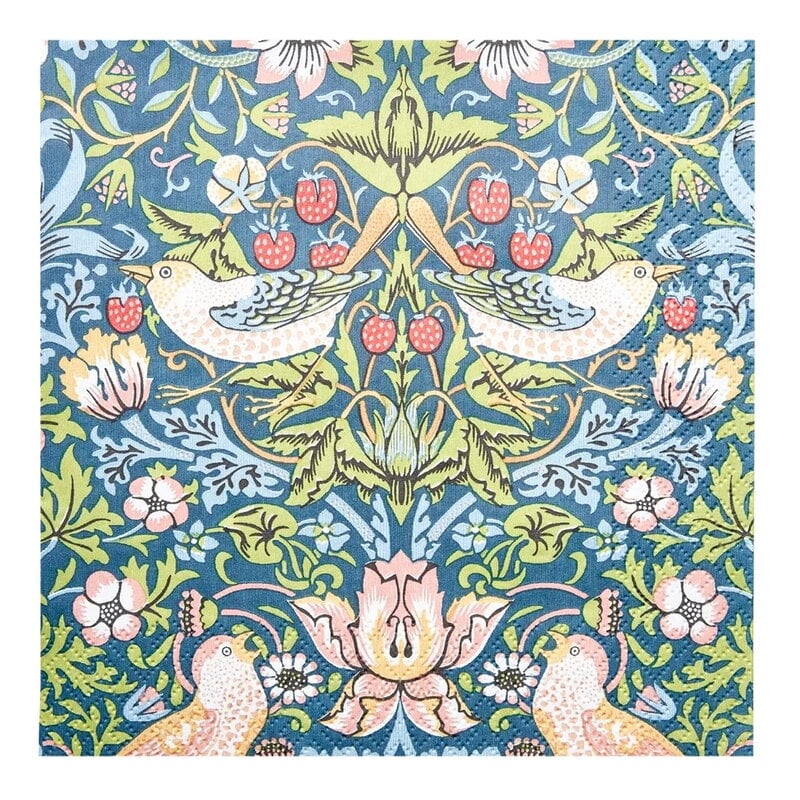 Havi Serviette William Morris, Strawberry Thief, 20 pièces, bleu, image produit