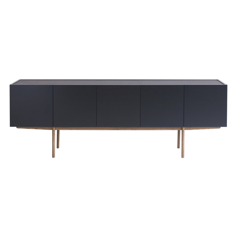 Asplund Luc Deluxe Schrank, Eichenfurnier lackiert - Charcoal - Carrara-Marmor, produktbild