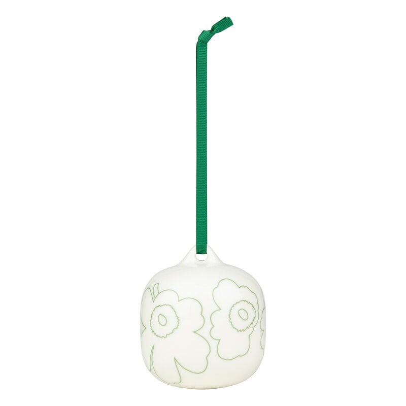 ※本日限定交渉価格　marimekko Mini Piirto Unikko Marimekko Piirto Unikko ornament, white - green | Finnish Design Shop