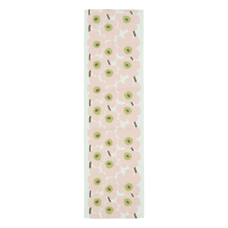 Marimekko Unikko table runner, off-white - light pink - pear