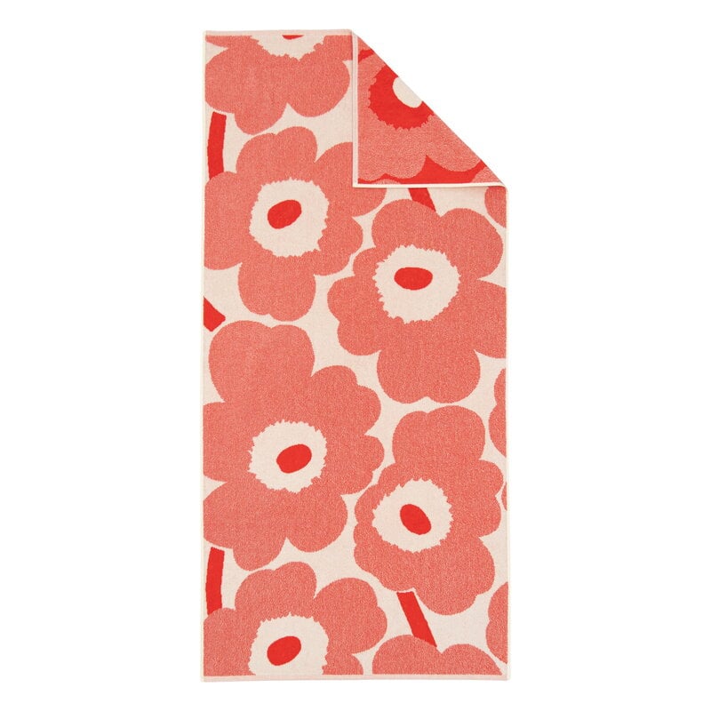 Marimekko Unikko bath towel, 70 x 150 cm, off-white - orange red