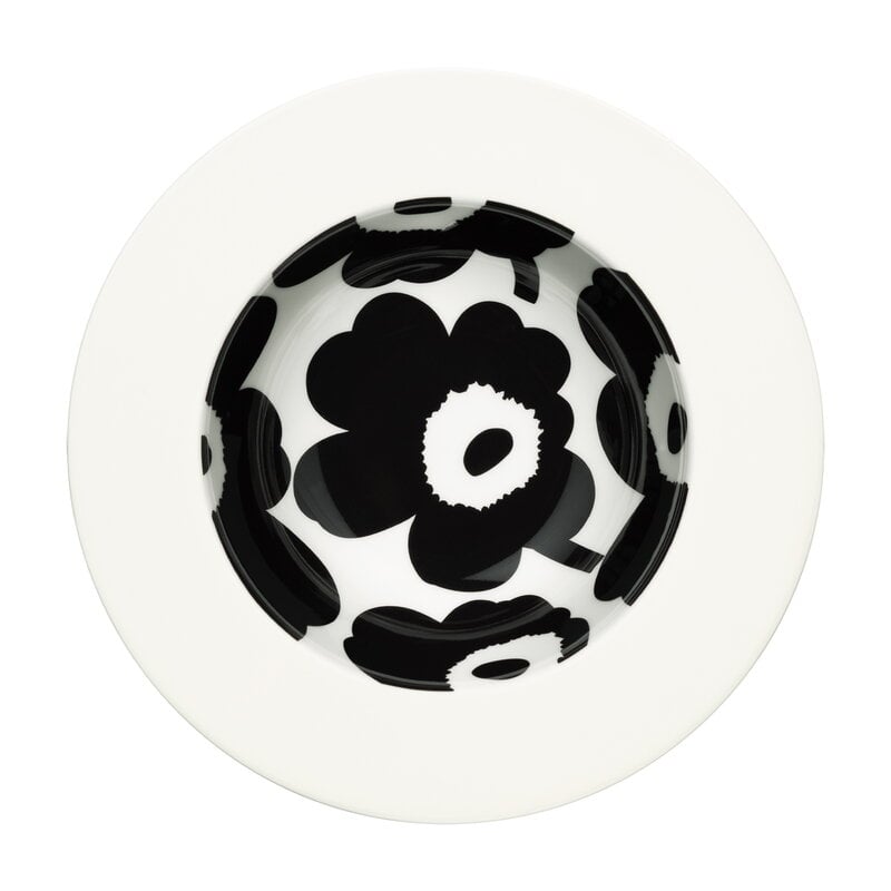 Marimekko Oiva - Unikko deep plate, 20 cm, white - black | Finnish
