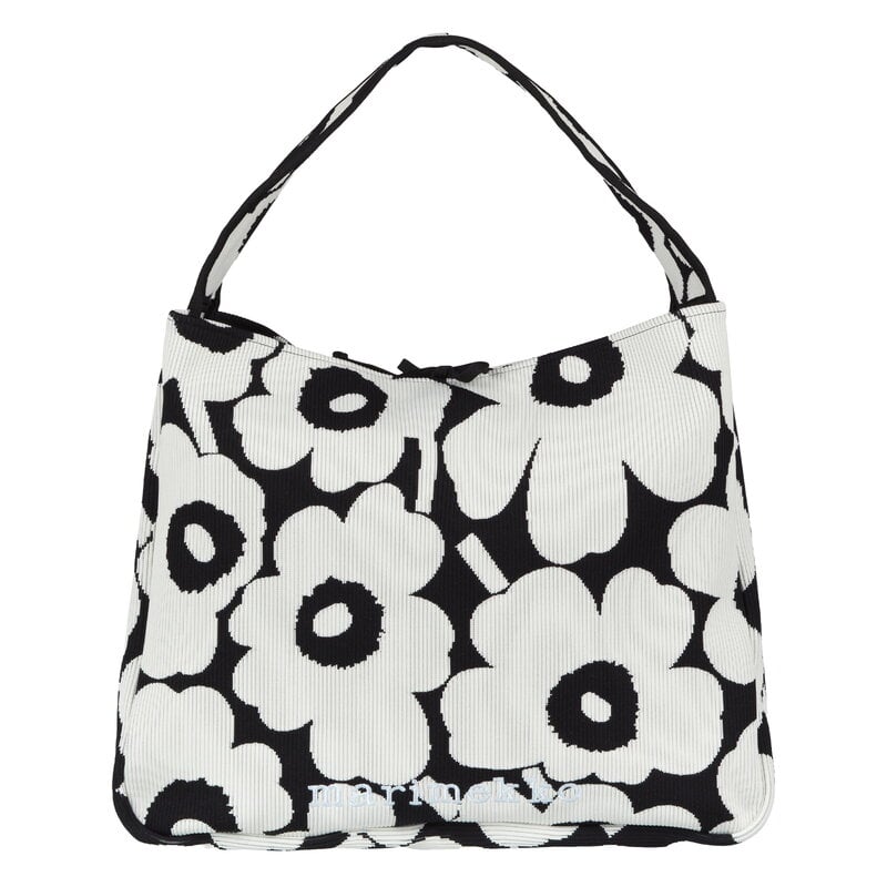Marimekko Knitted Bag Large Unikko bag, black - off-white
