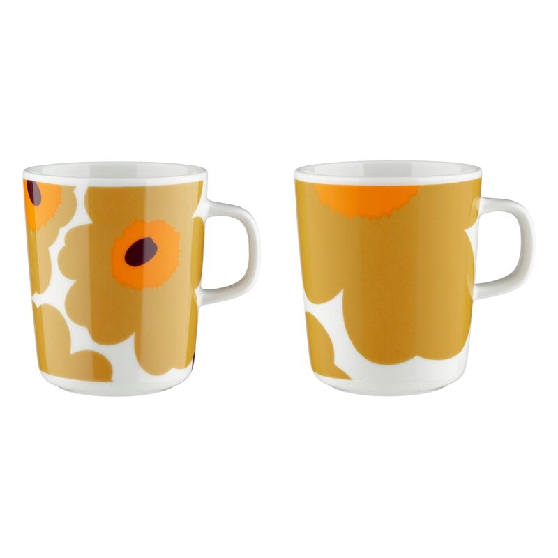 Marimekko Tazza Oiva - Unikko, 2,5 dl, 2 pz, bianco - caramello - arancione, immagine prodotto