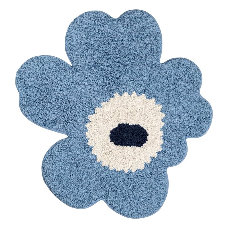 Marimekko Unikko bathroom mat, light blue - off-white - dark blue