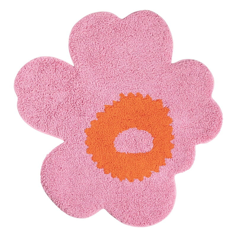 Marimekko Unikko bathroom mat, pink - orange | Finnish Design Shop