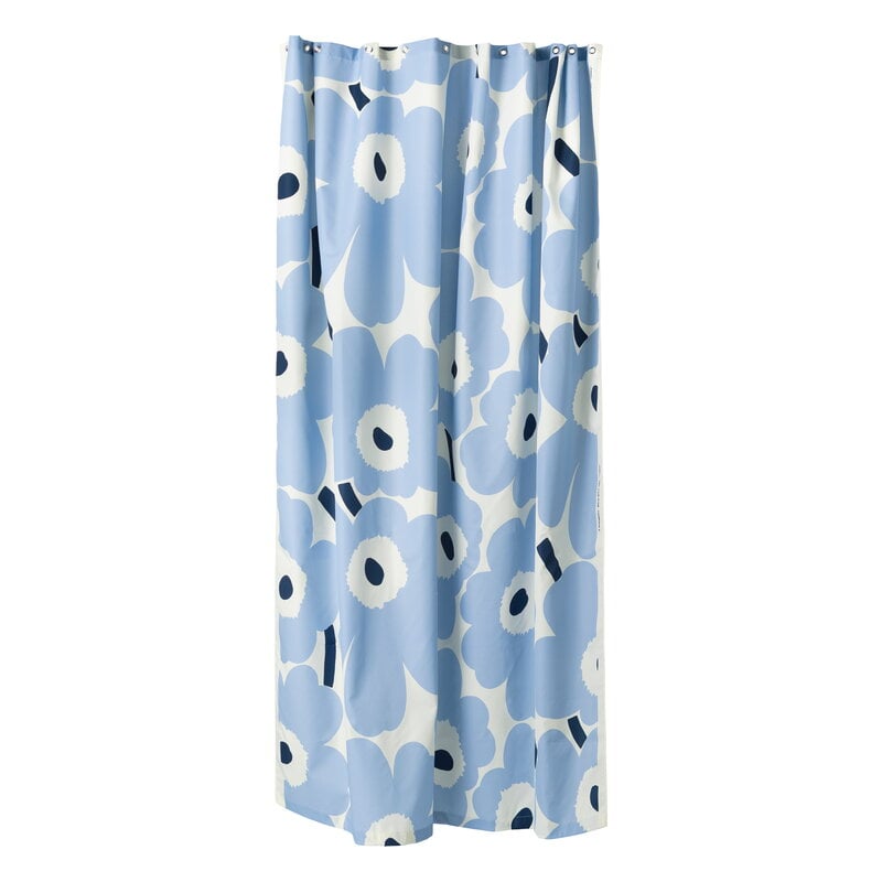 Marimekko Unikko shower curtain, off-white - light blue - dark