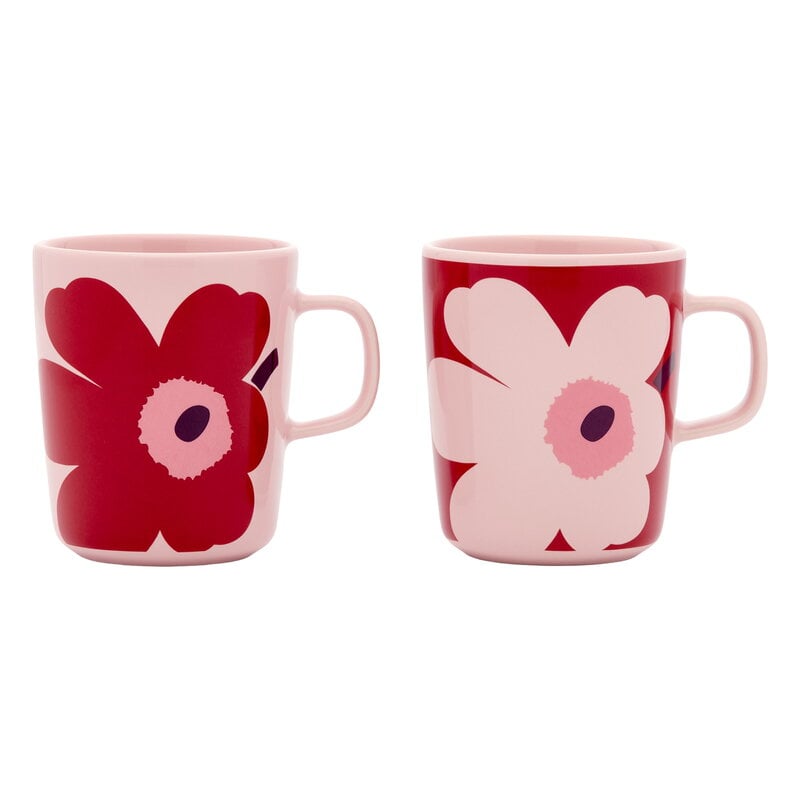 Marimekko Oiva - Juhla Unikko mug, 2,5 dl, 2 pcs, pink - cranberry - plum