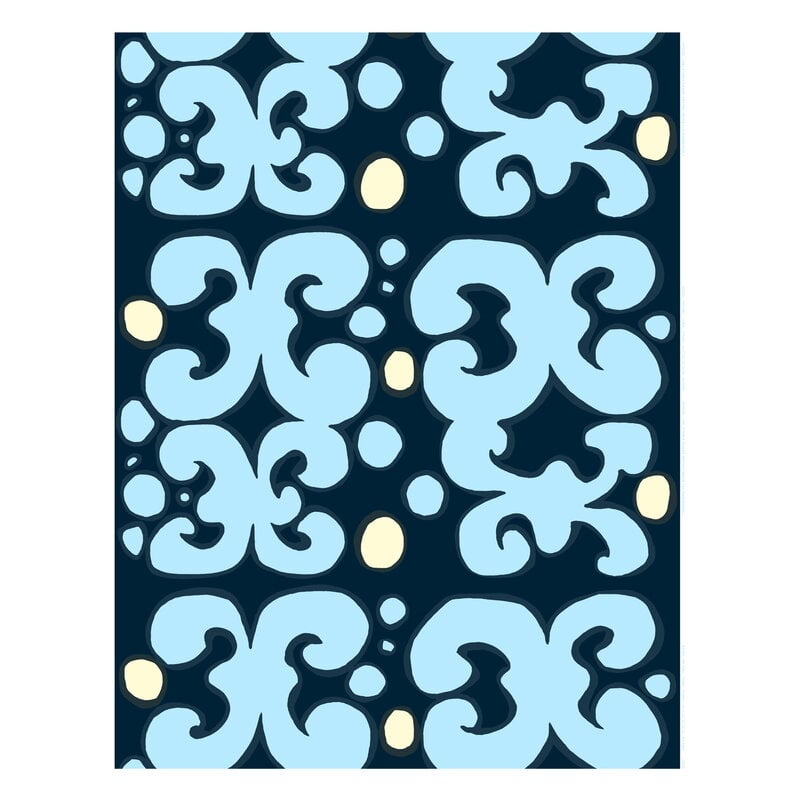 Keidas cotton fabric, blueberry - light yellow - sky blue