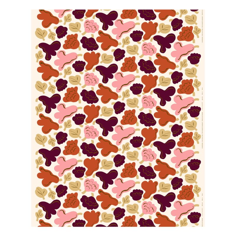 Marimekko Pieni Kukasta cotton fabric, off-white - plum - pink